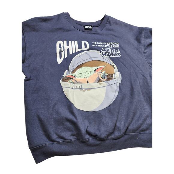 Star Wars Sweatshirt Womens XXL Baby Yoda Child Force Strong Mandalorian Sci Fi - Picture 12 of 13